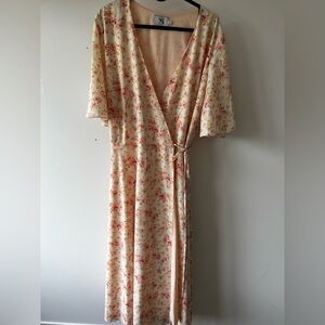 Floral Wrap Midi Dress - fits L or XL